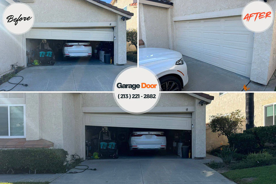 Before and after: garage door repair Howard City, MI